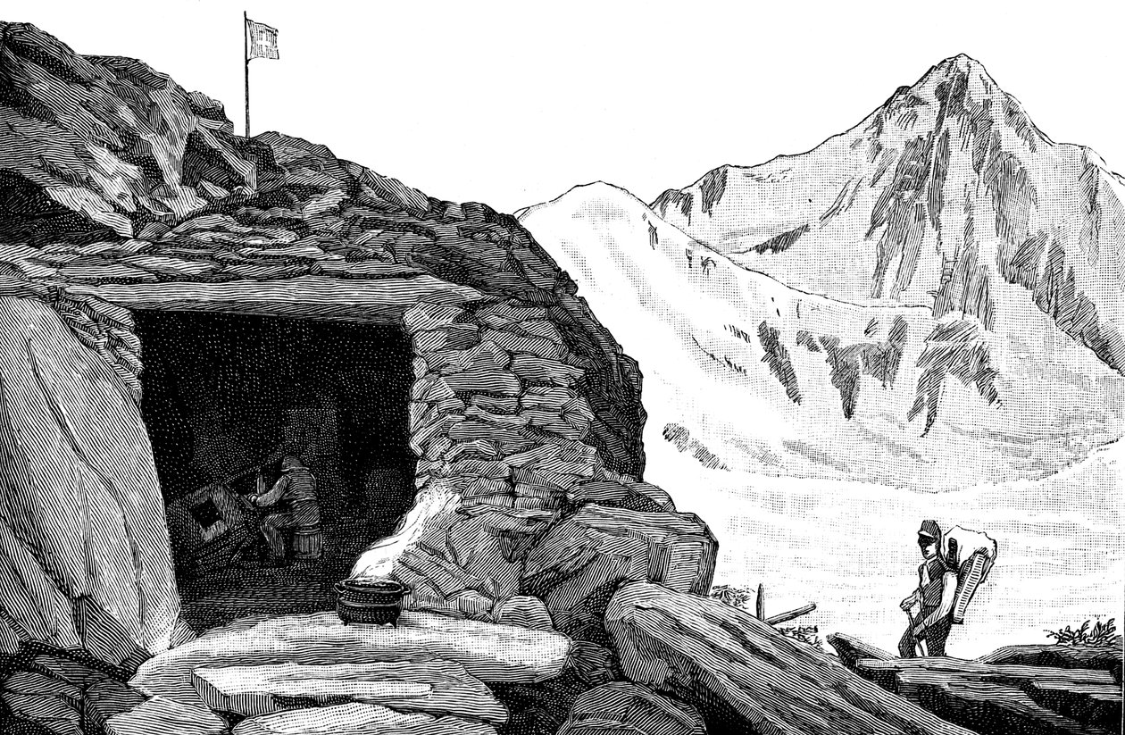 Schuilplaats gebouwd door de glacioloog Louis Agassiz, Aar gletsjer, Zwitserland, 1840 1885 door Unbekannt