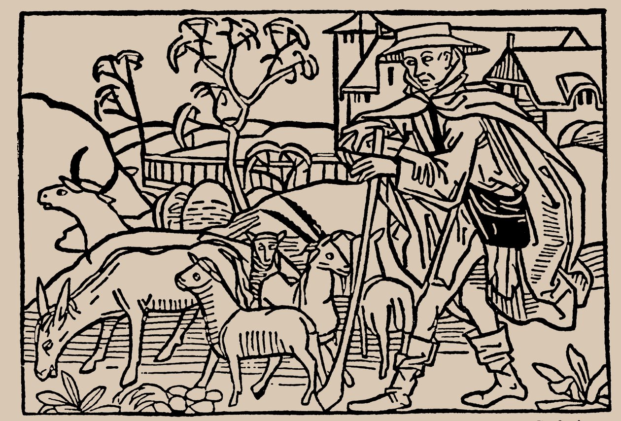 Herder. Uit Speculum Vitae Humanae door Rodericus Zamorensis, 1479 door Unbekannt