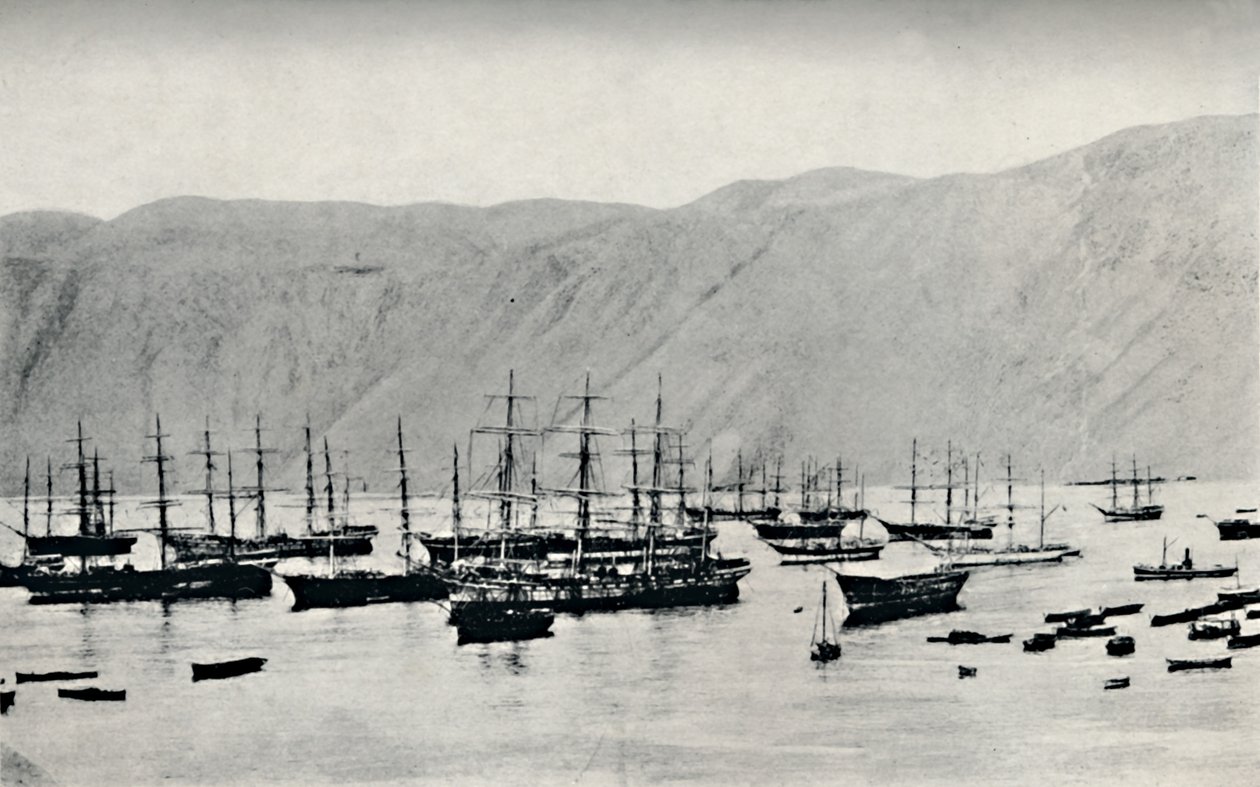 Schip wachtend op ladingen nitraat in Iquique, 1911 door Unbekannt