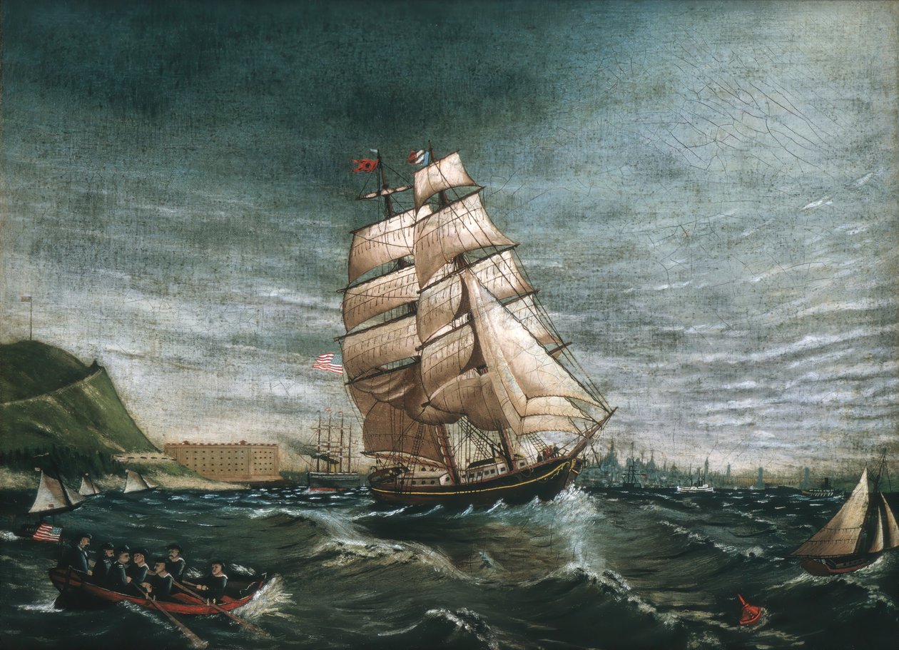 Schip in de Haven van New York door Unbekannt