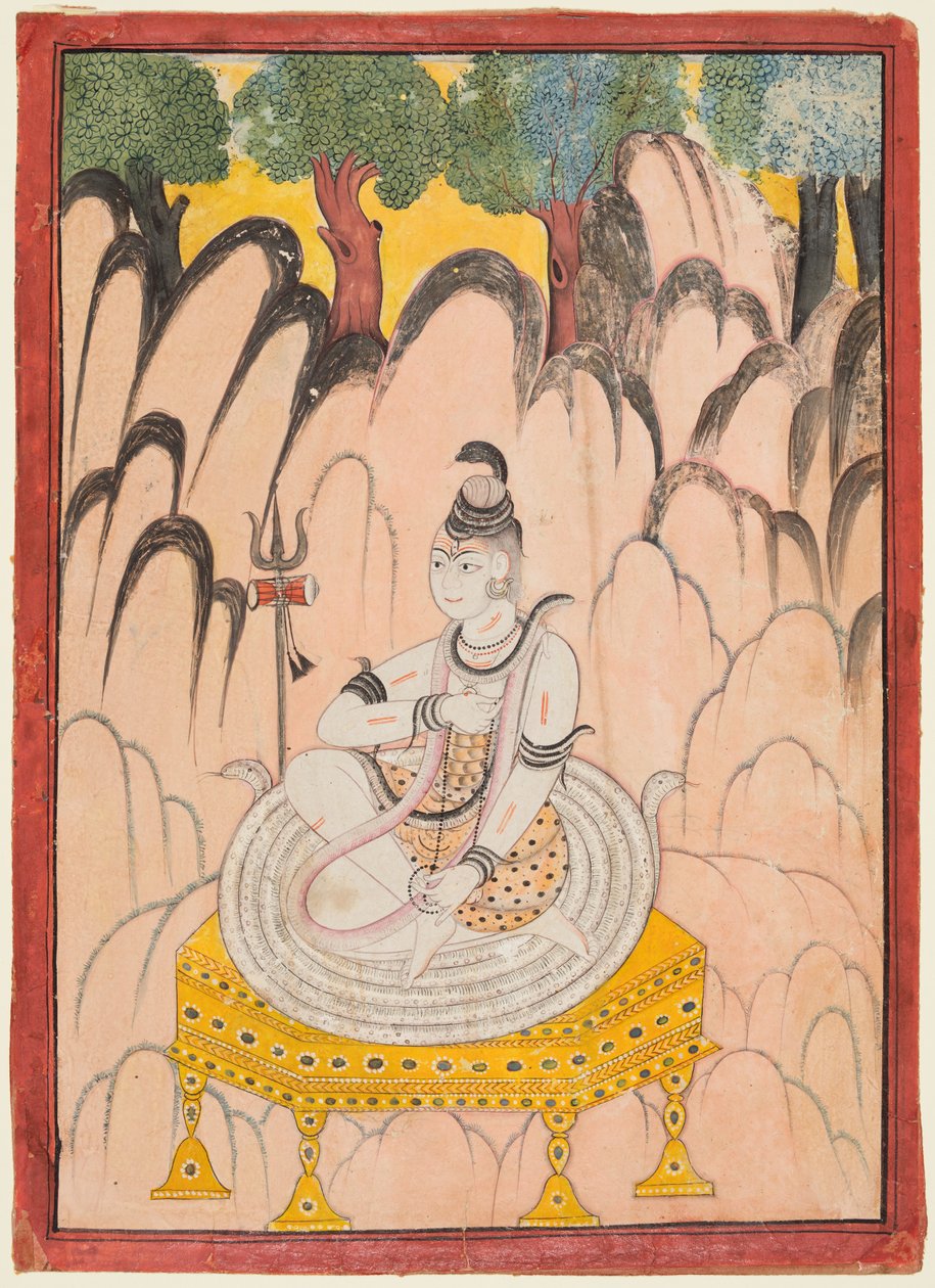 Shiva zittend op een troon in een landschap, ca. 1760 door Unbekannt