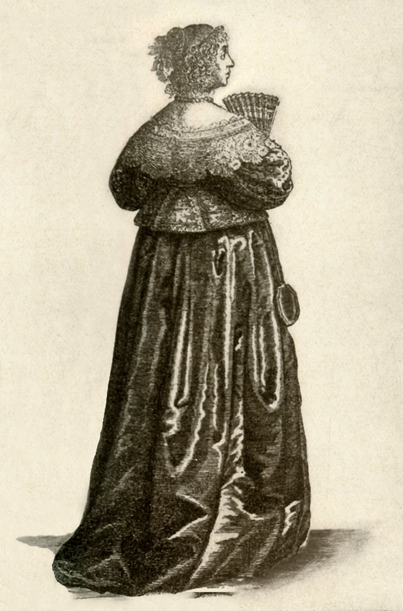 Toont de kleding van een Engelse dame, 1640, 1937 door Unbekannt