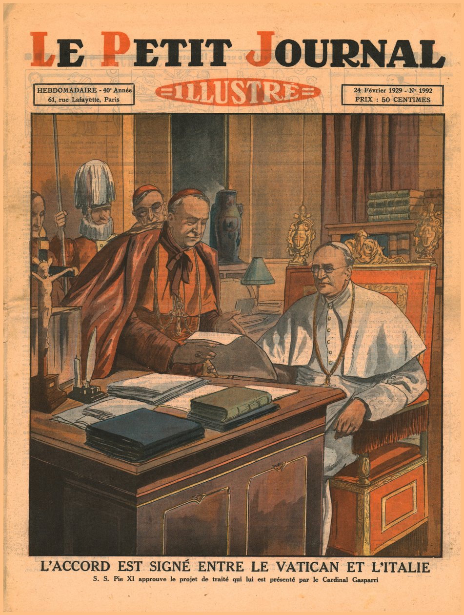 Ondertekening van het akkoord tussen het Vaticaan en Italië, 1929 door Unbekannt