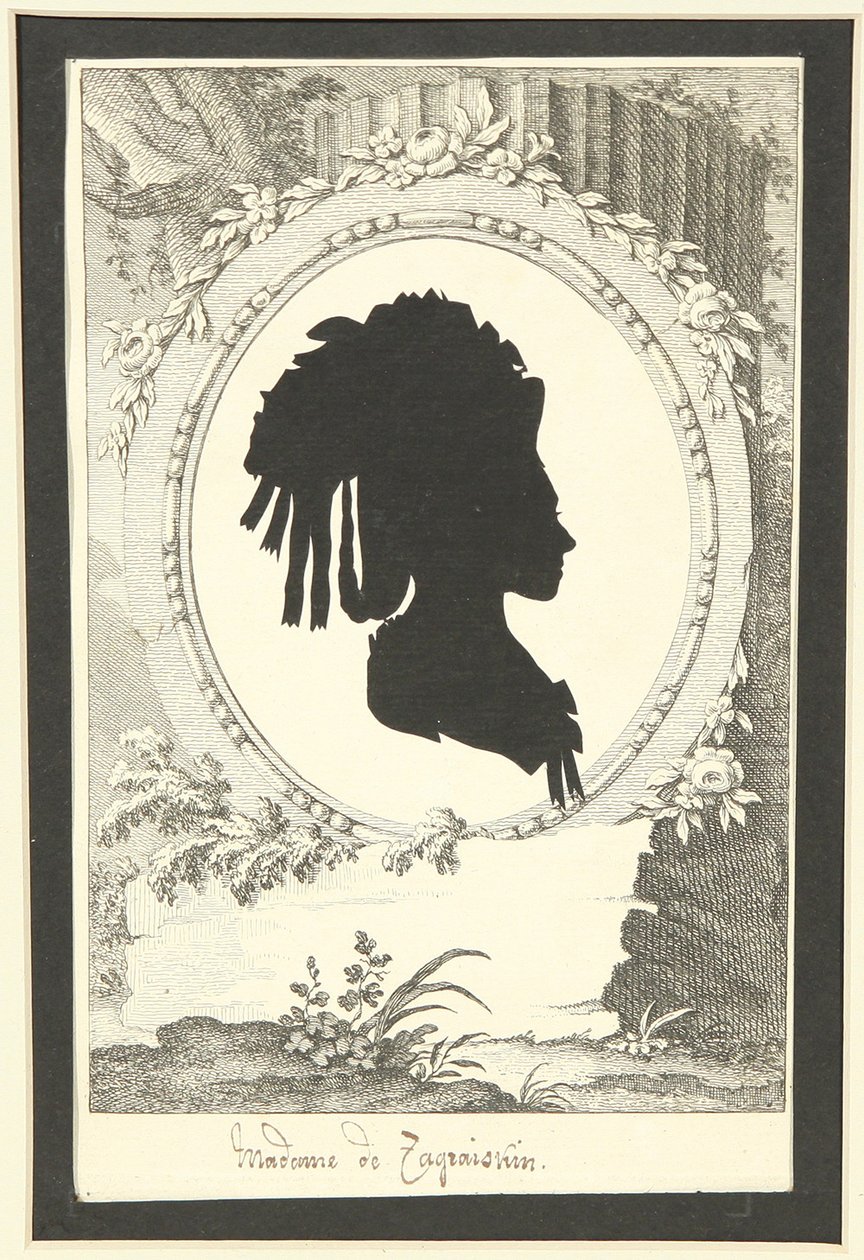 Silhouetportret van Natalia Kirillovna Zagryazyskaya née Razumovskaya 1747-1837, 1777-1782 door Unbekannt