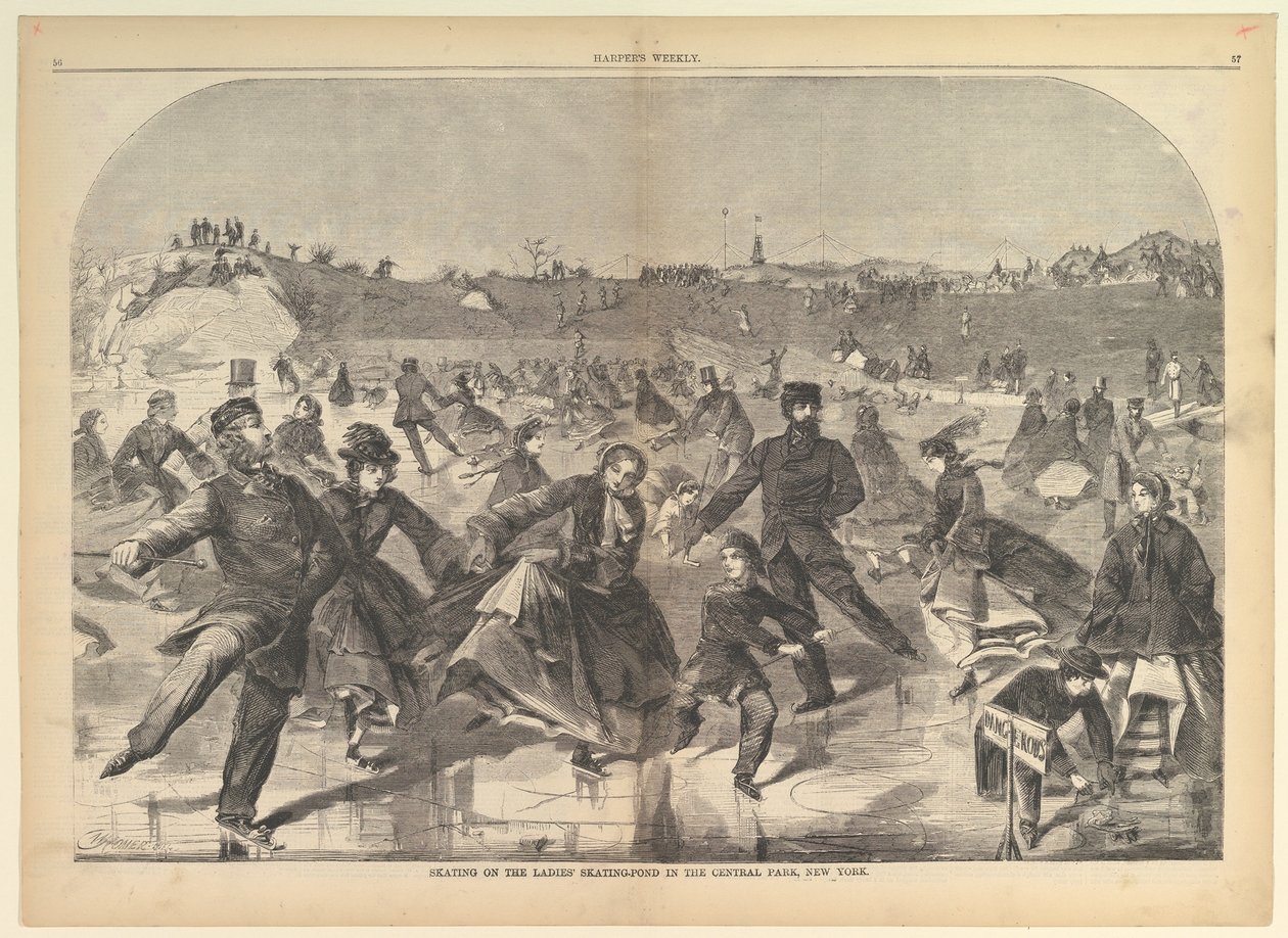 Schaatsen op de dames-schaatsvijver in Central Park, New York Harper