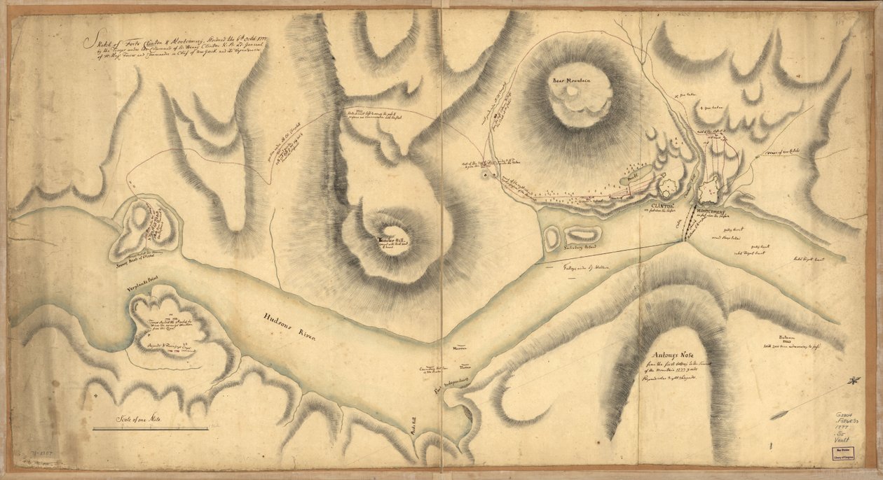 Schets van Forts Clinton & Montgomery, bestormd op 6 oktober 1777 door de troepen onder bevel van Sir Henry Clinton, K.B., luitenant-generaal van H. Maj. troepen en opperbevelhebber van New York en zijn afhankelijkheden door Unbekannt