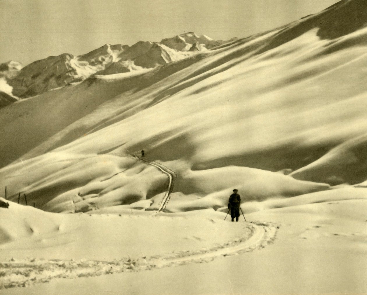 Skiën bij Upper Schlossalm, nabij Bad Hofgastein, Oostenrijk, ca. 1935 door Unbekannt