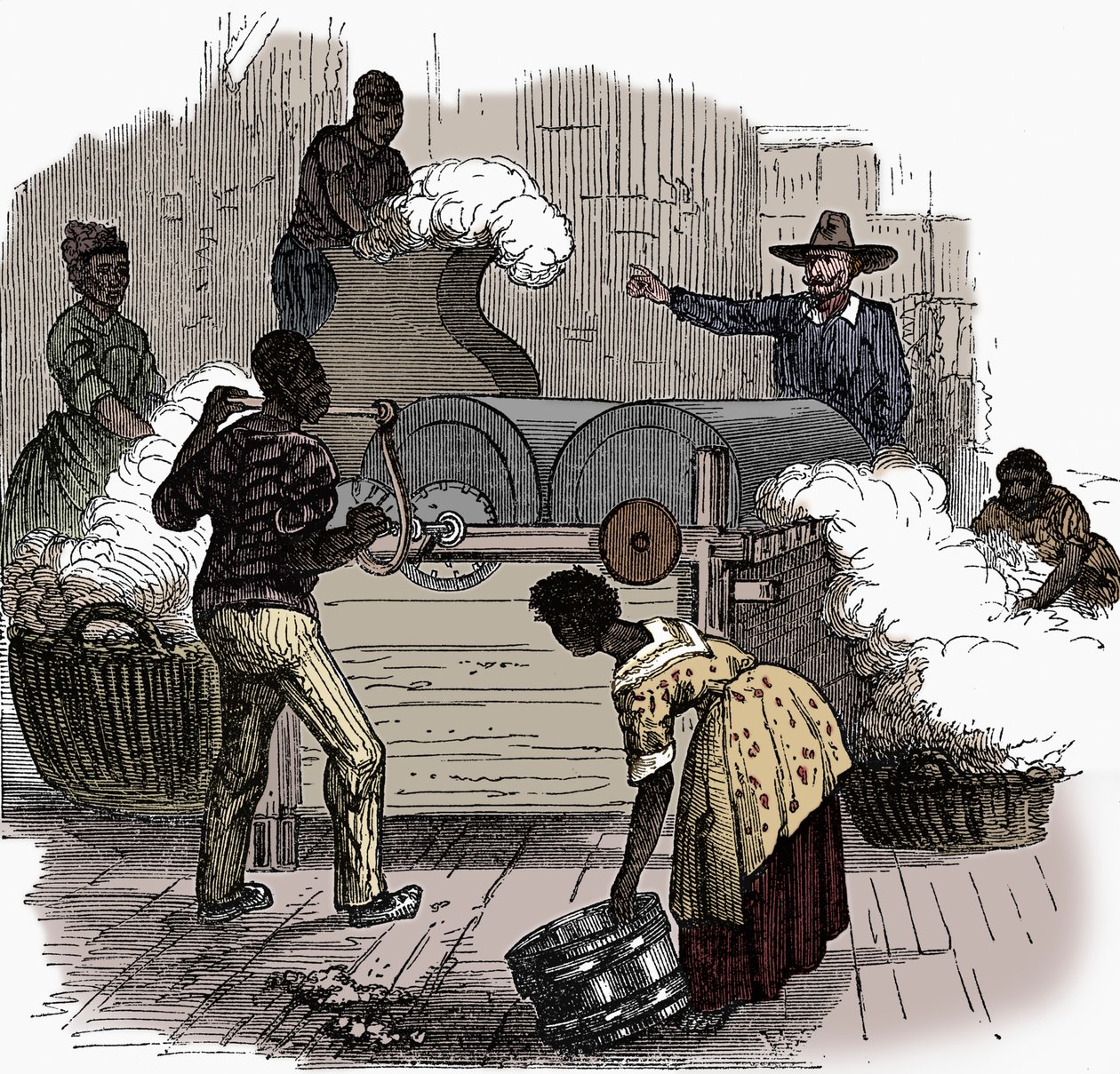 Slavenarbeid op een katoenplantage in de zuidelijke staten van Amerika, 1860 door Unbekannt