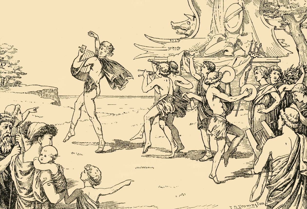Sophocles leidt het koor van jongeren, 1890 door Unbekannt