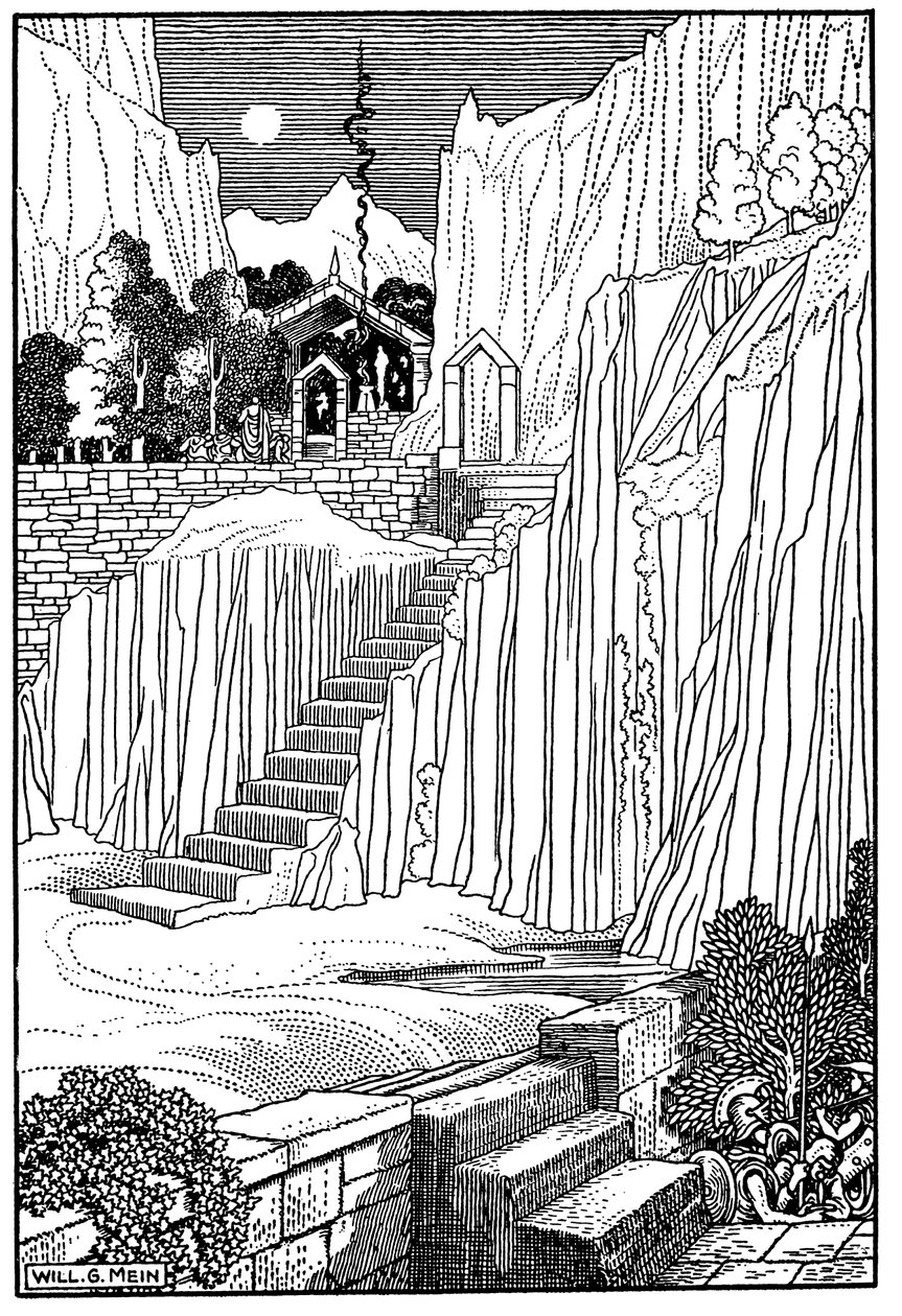 Spartanen vragen het Orakel van Delphi of ze oorlog moeten voeren tegen Athene, ca. 431 v.Chr., 1910 door Unbekannt