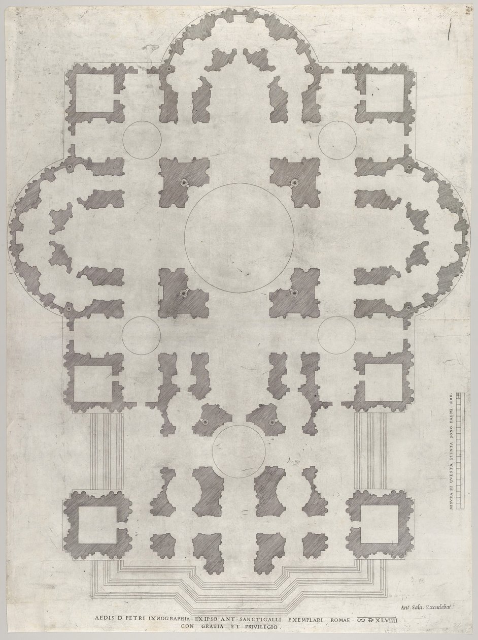 Speculum Romanae Magnificentiae: Plan van St. Pieter, 1549 door Unbekannt