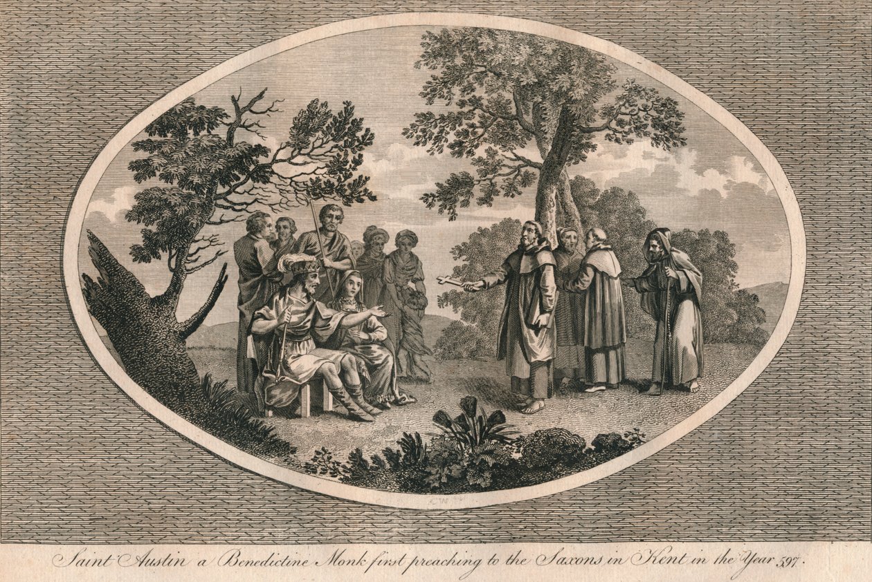 Sint Augustinus, een Benedictijner monnik, predikt voor het eerst aan de Saksen in Kent, 597 1793 door Unbekannt