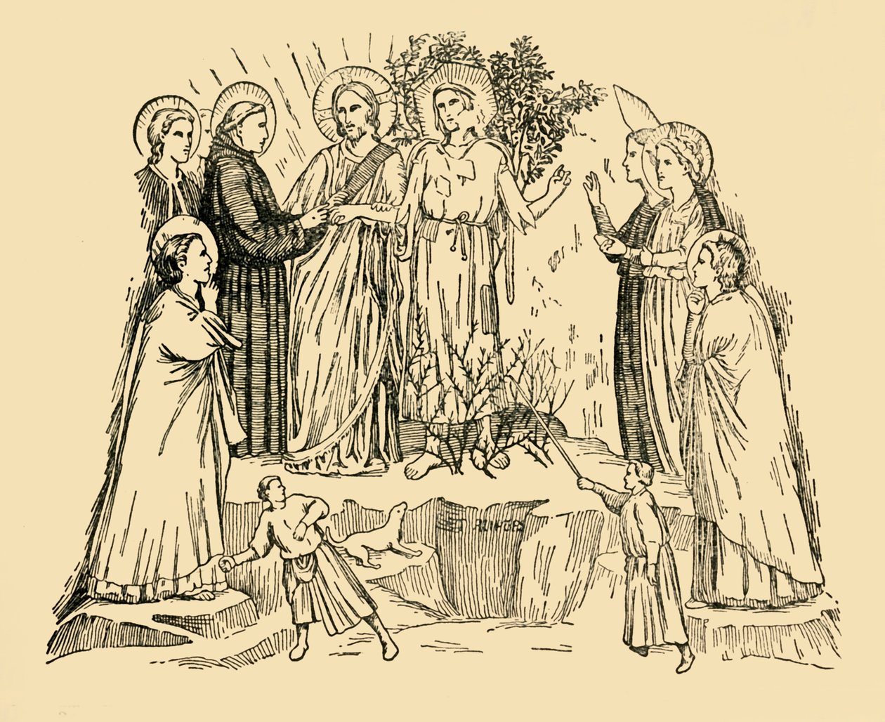 St. Franciscus van Assisi neemt de Dame Armoede als zijn bruid, ca. 1930 door Unbekannt