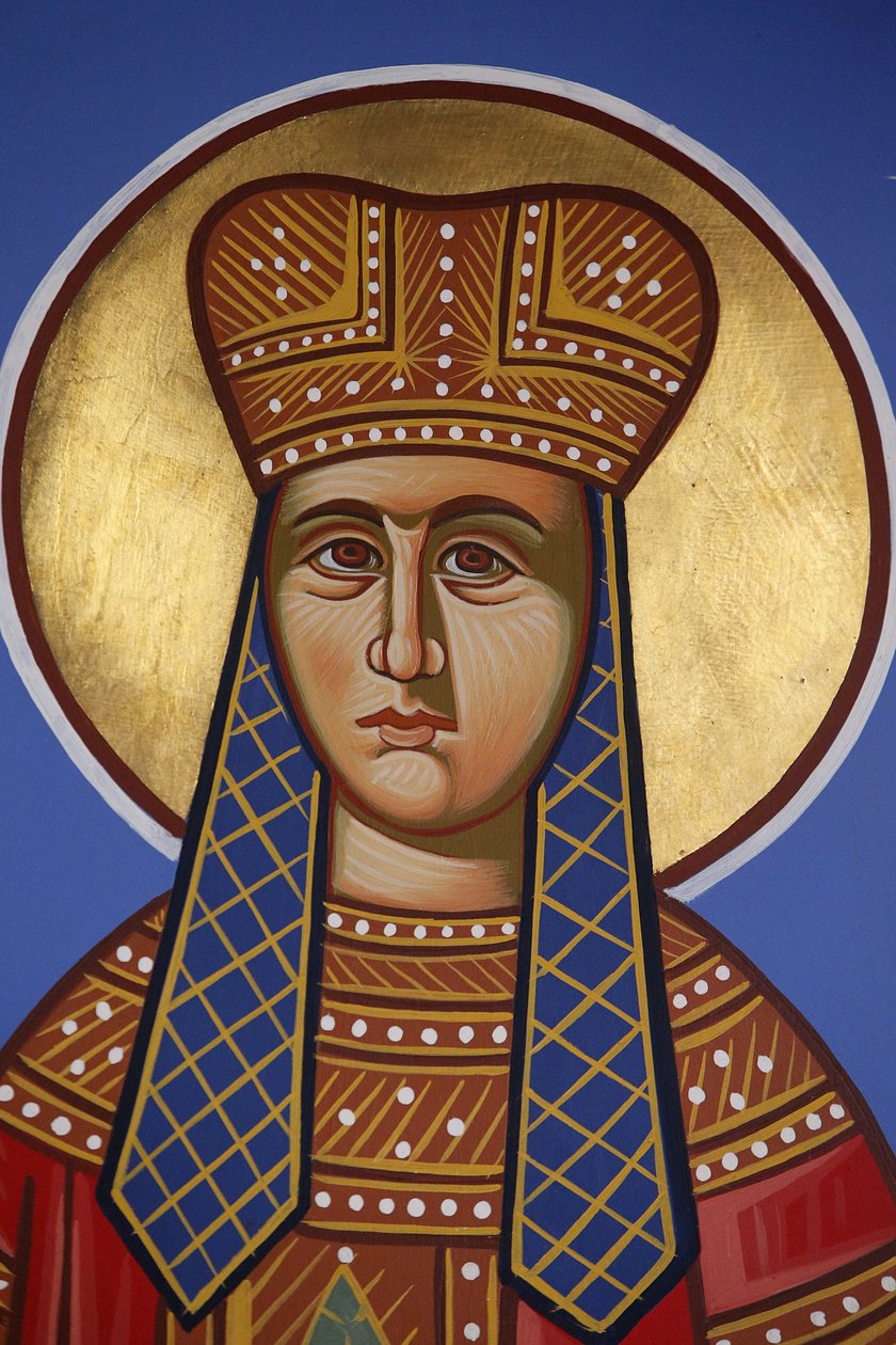 Sint Helena fresco in Pedoulas Orthodoxe kerk, Cyprus, Pedoulas, Cyprus door Unbekannt