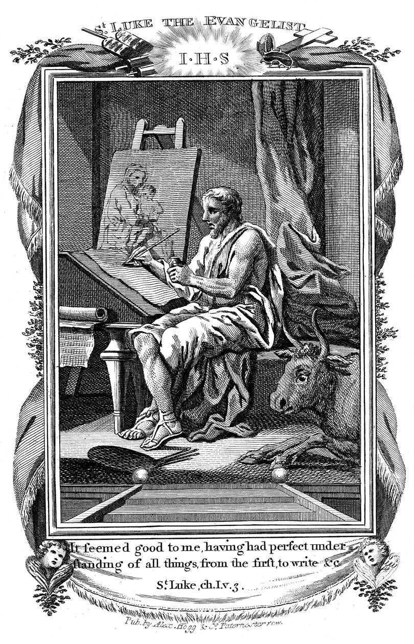 St. Lucas de Evangelist schrijft zijn evangelie, ca. 1808 door Unbekannt
