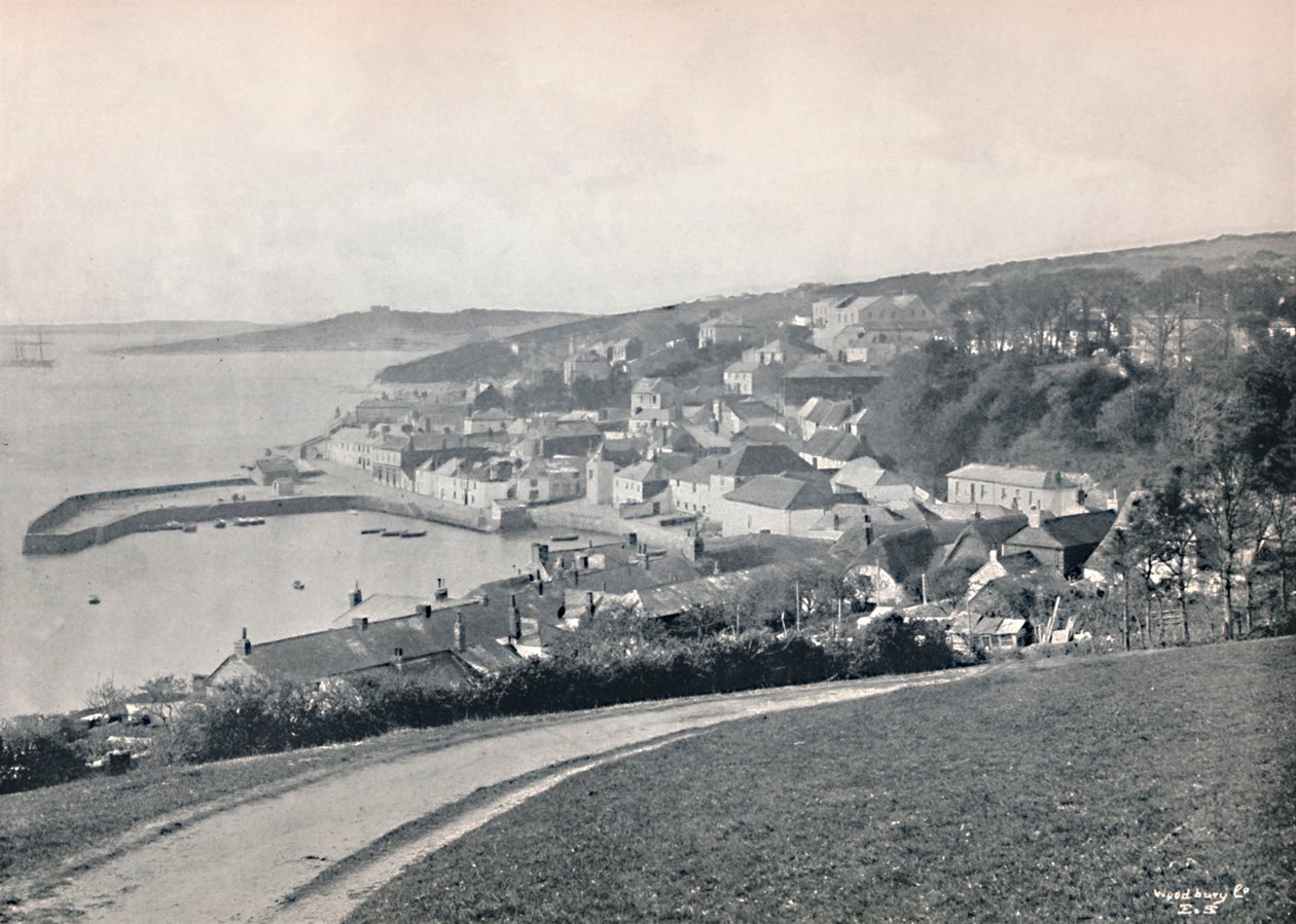 St. Mawes - Uitzicht op de haven en het kasteel, 1895 door Unbekannt