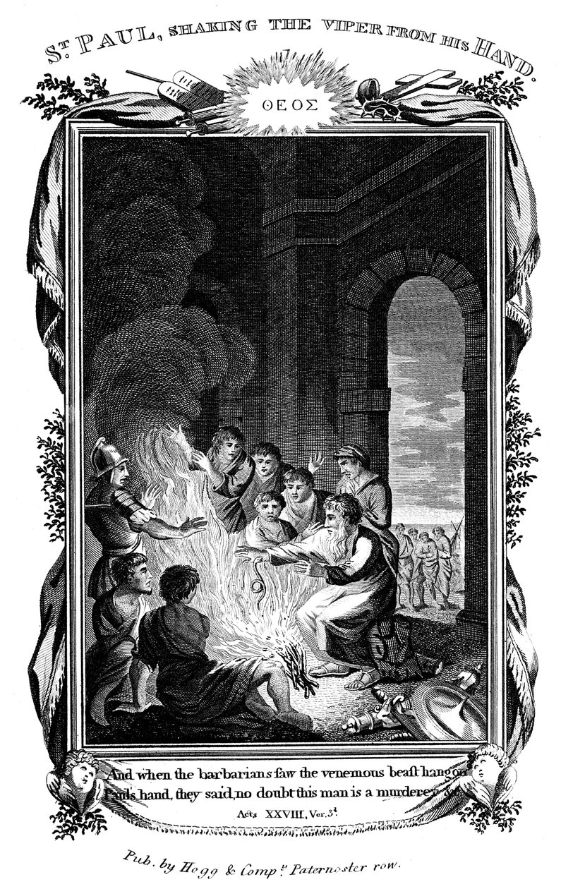 Sint Paulus de Apostel schudt de adder van zijn hand, ca. 1808 door Unbekannt