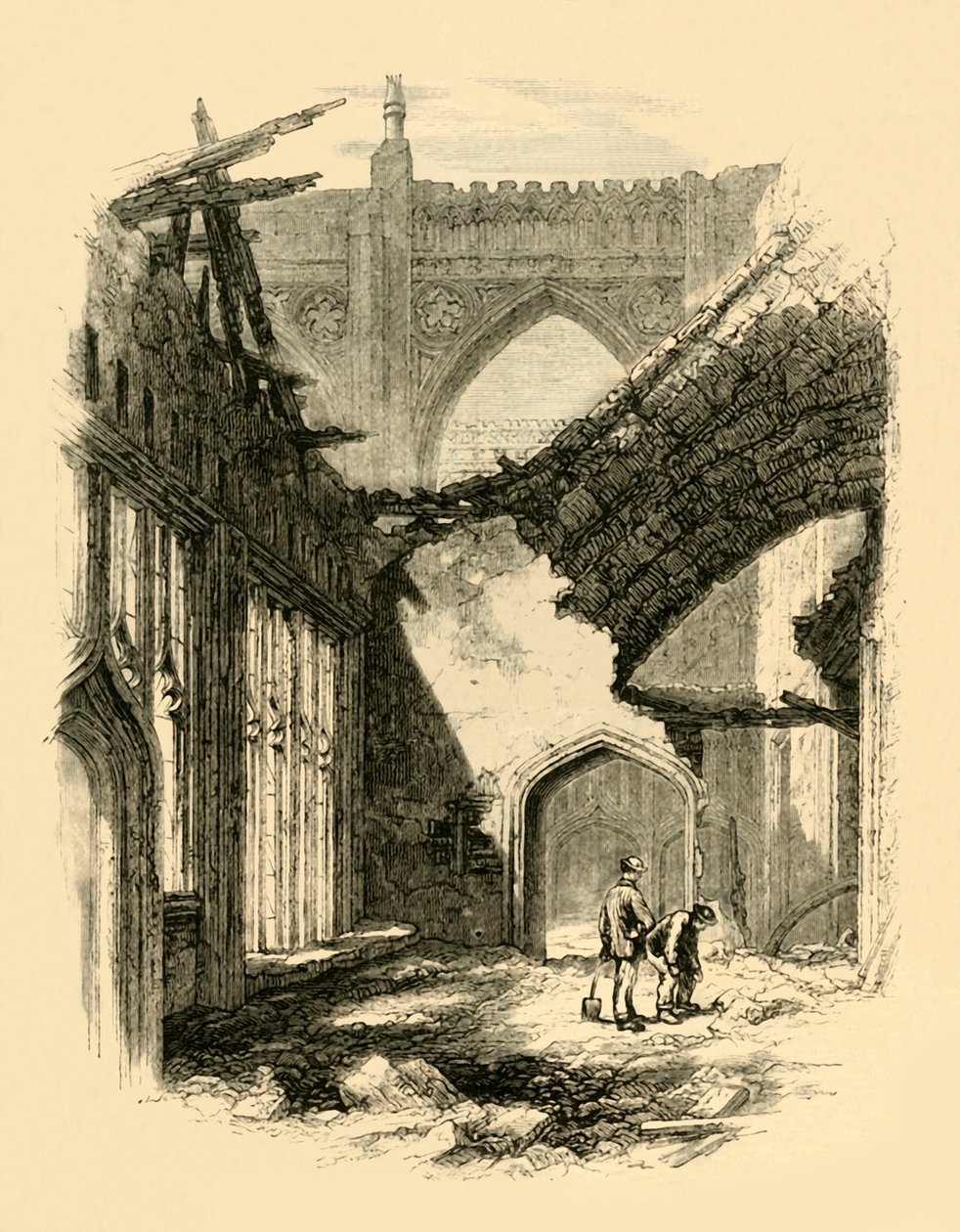 St. Stephens Kapel - Interieur na de brand, 1881 door Unbekannt