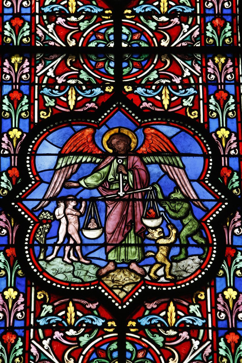 Glas-in-lood in de Notre Dame de Bayeux kathedraal, Bayeux, Frankrijk door Unbekannt