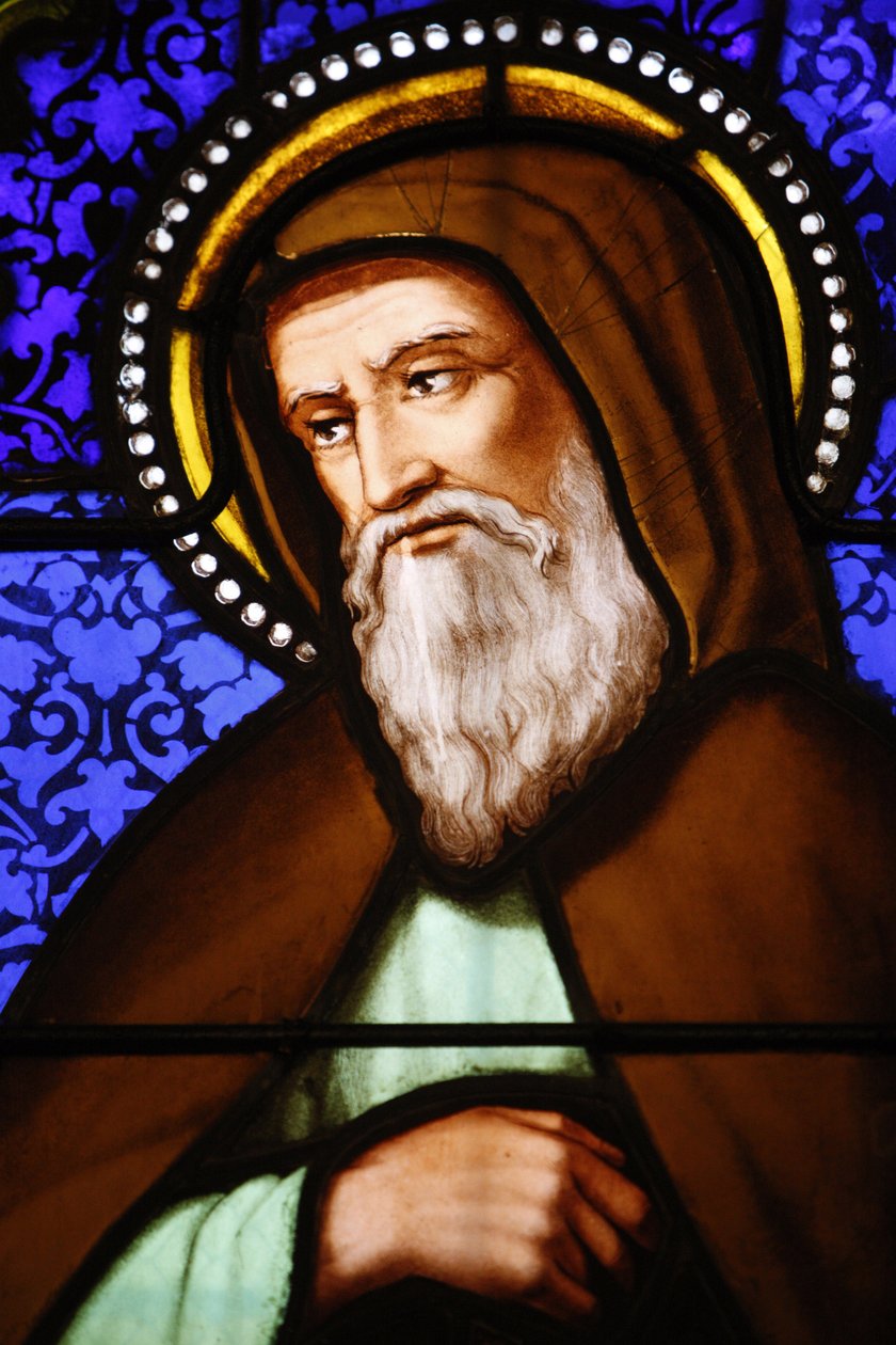 Glas-in-lood in de Sint-Pauluskerk, Lyon: Sint Bonaventura, Lyon, Frankrijk door Unbekannt
