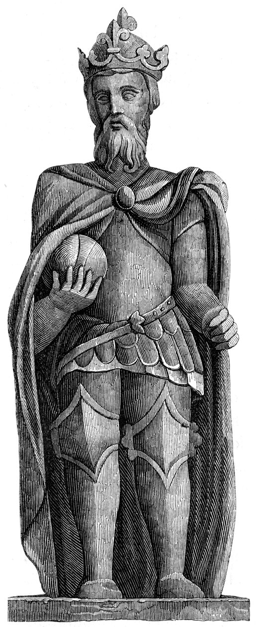 Standbeeld van Karel de Grote 712-814, St Julien le Pauvre, Parijs, 11e-12e eeuw 1849 door Unbekannt