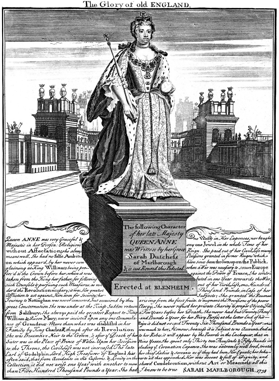 Standbeeld van Koningin Anne 1665-1714, Blenheim Palace, Oxfordshire, 1738 door Unbekannt