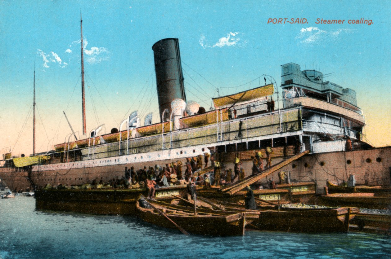 Stoomboot kolen, Port Said, Egypte, 20e eeuw door Unbekannt