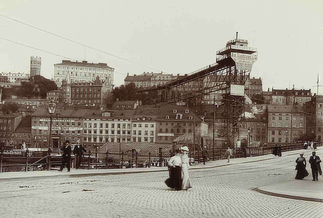 Stockholm, Zweden. Katarinahissen. Rond 1900 door Unbekannt