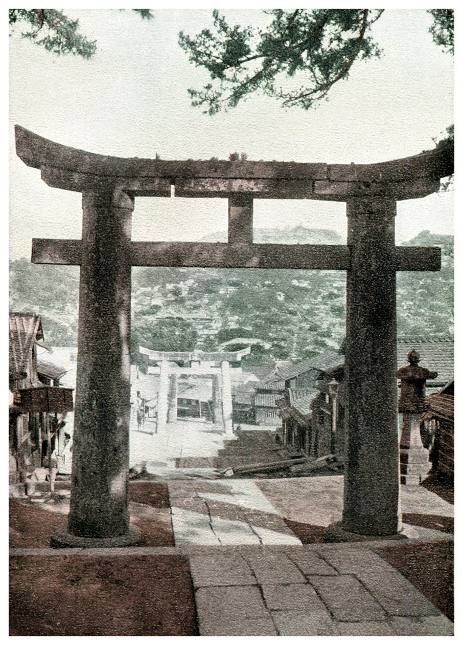 Stenen torii, Suwa-tempel, Nagasaki, Japan door Unbekannt