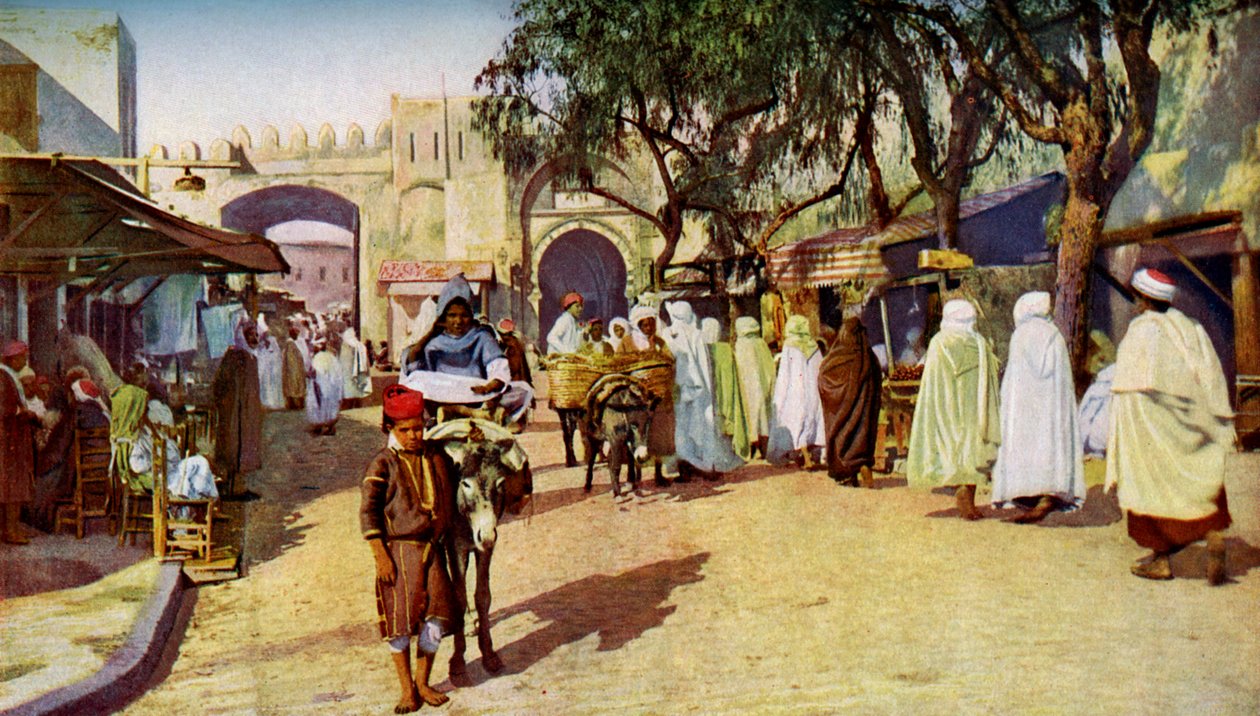 Straatscène, Kairouan, Tunesië, ca. 1924 door Unbekannt