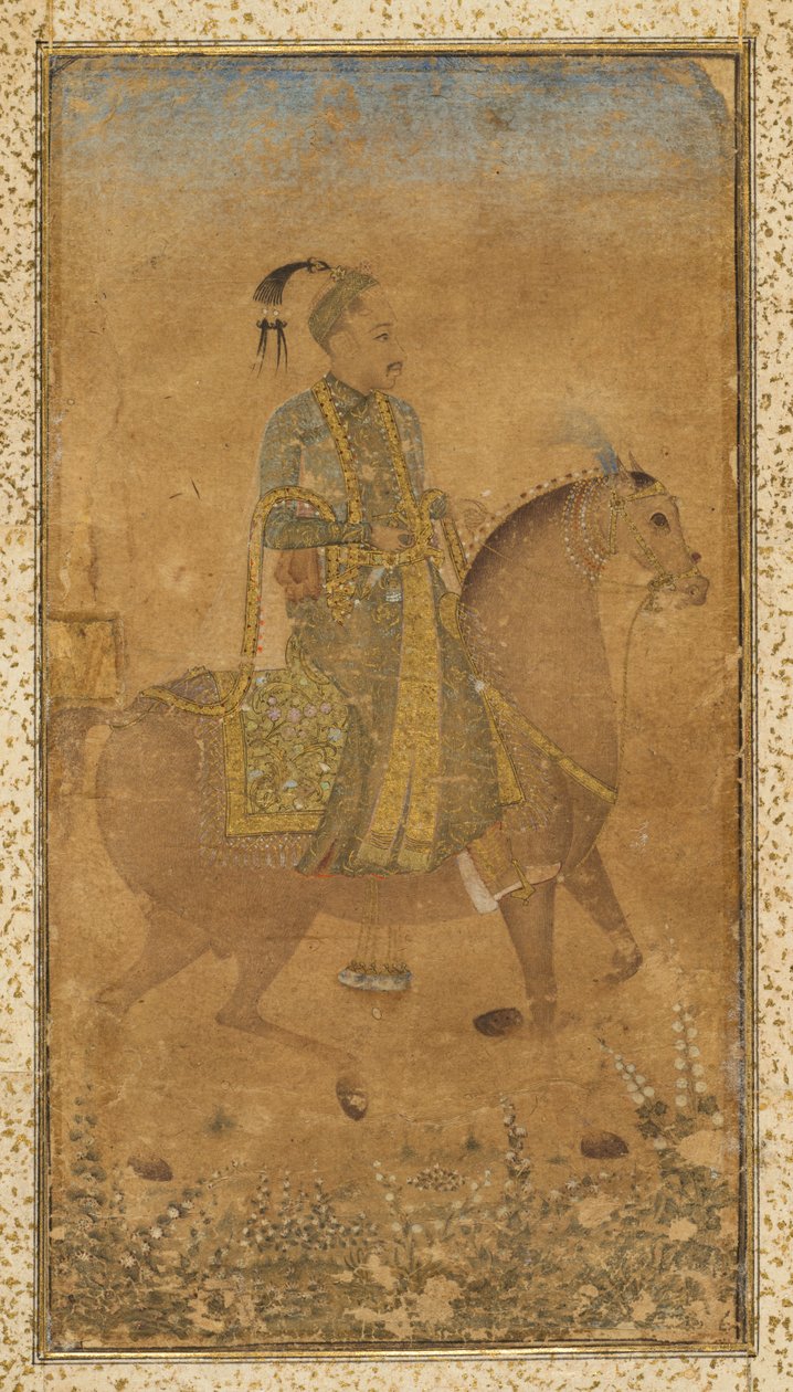 Sultan Abdullah Qutb Shah 1614-74 te paard, ca. 1635 door Unbekannt