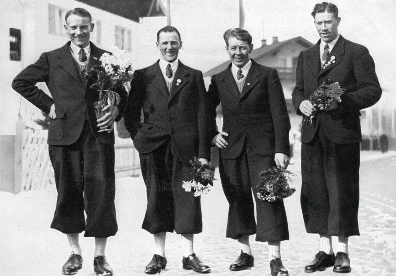 Zweedse langlaufteam, Olympische Winterspelen, Garmisch-Partenkirchen, Duitsland, 1936 door Unbekannt