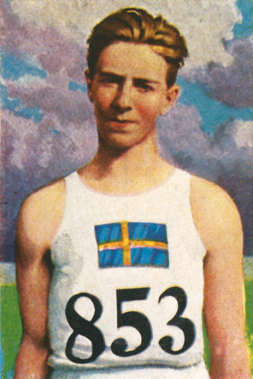Zweedse speerwerper Erik Lundquist, 1928 door Unbekannt