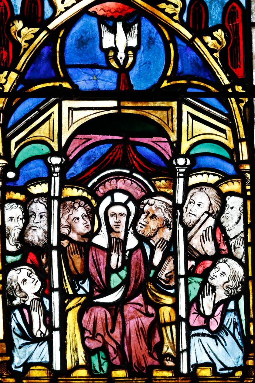 Temple Saint-Étienne Calvinistische kerk, Glas-in-loodraam, De Tenhemelopneming van Maria, Straatsburg, Frankrijk door Unbekannt