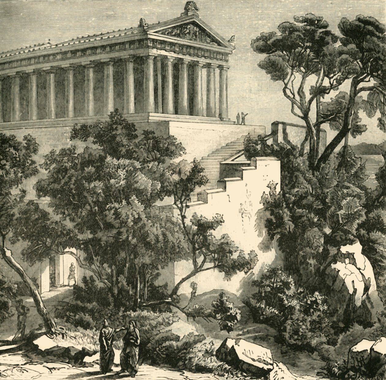 Tempel van Poseidon in Kalauna, 1890 door Unbekannt