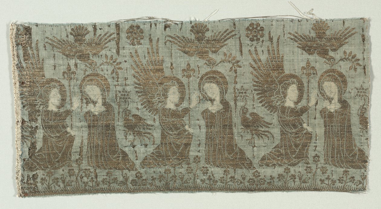 Textielfragment met de Annunciatie door Unbekannt