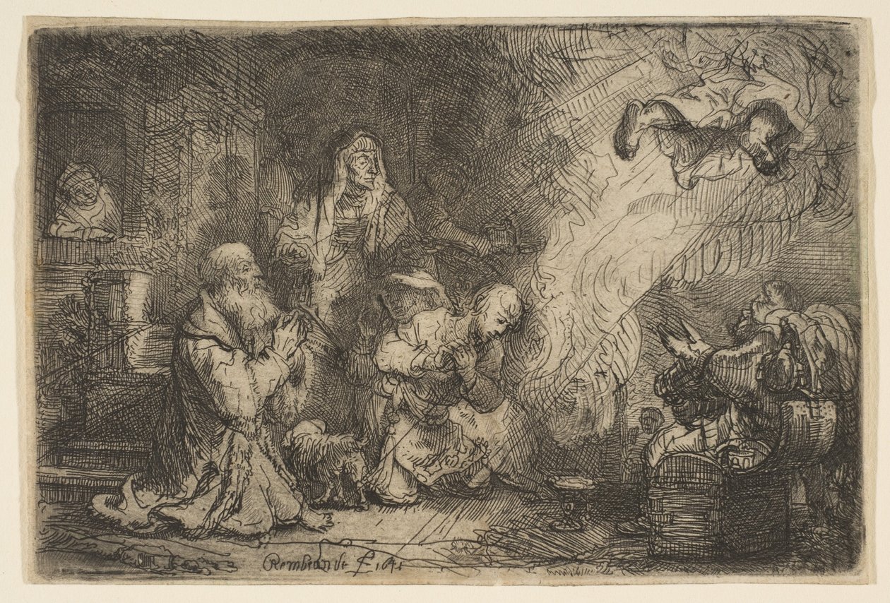 De Engel Vertrekt van de Familie van Tobias, 1641 door Unbekannt