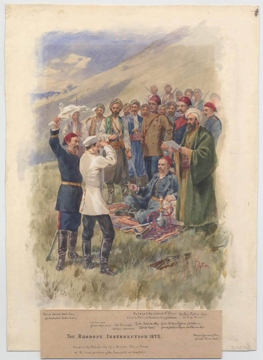 De Aprilopstand 1878. Onderhandelingen bij het hoofdkwartier van de opstandelingen, 1878 door Unbekannt