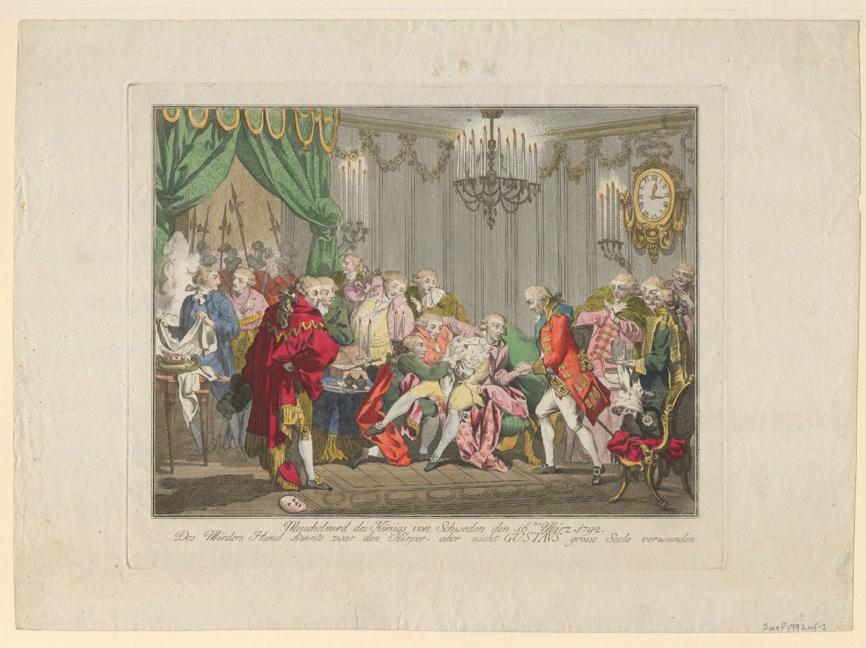 De Moord op Koning Gustaaf III op 16 maart 1792, 1792 door Unbekannt