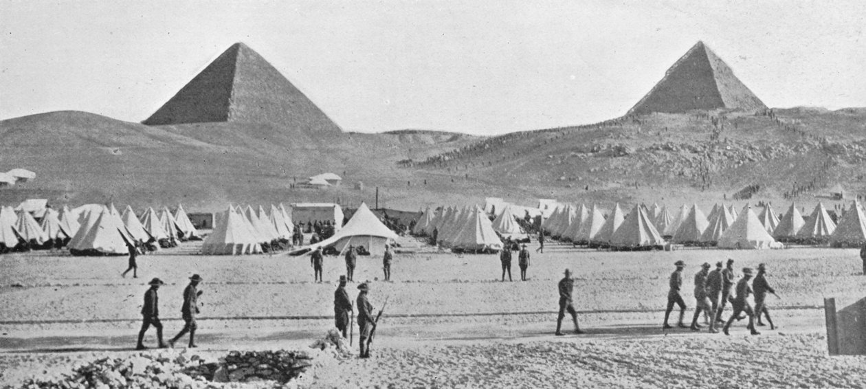 De Australische troepen in Egypte gekampeerd bij de piramides, 1914 door Unbekannt