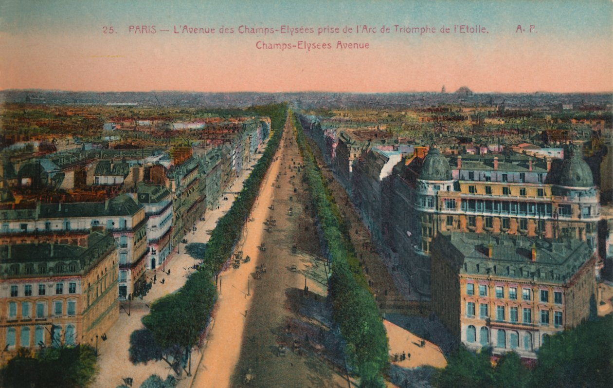 De Avenue des Champs-Elysées, Parijs, ca. 1920 door Unbekannt