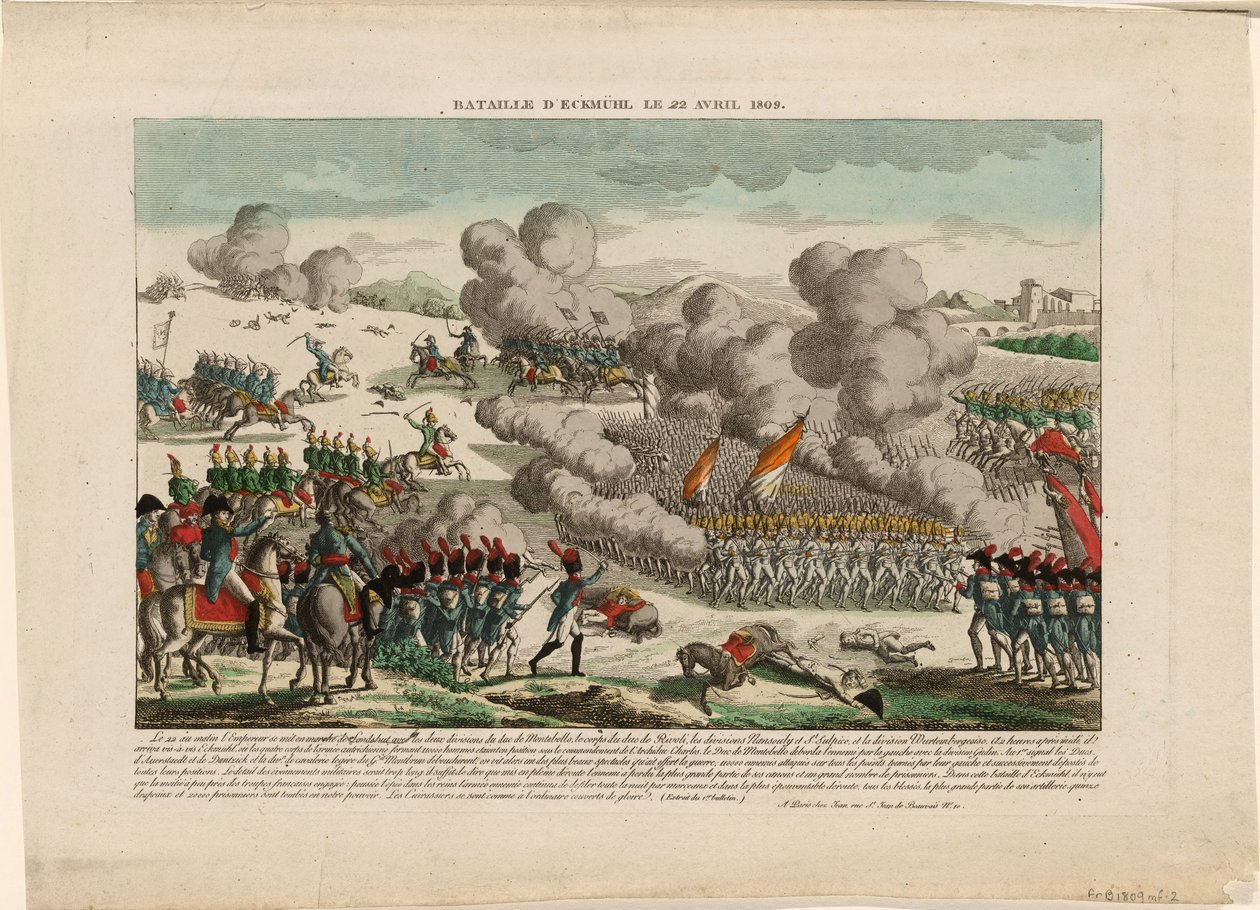 De Slag bij Eggmühl op 22 april 1809, ca. 1809 door Unbekannt