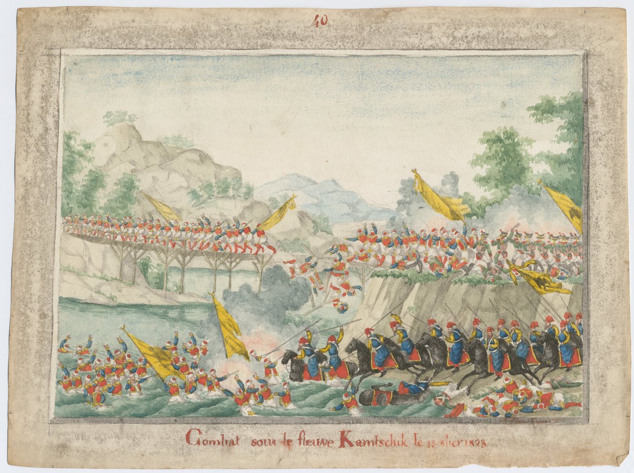De Slag aan de rivier Kamchik op 15 oktober 1828 door Unbekannt