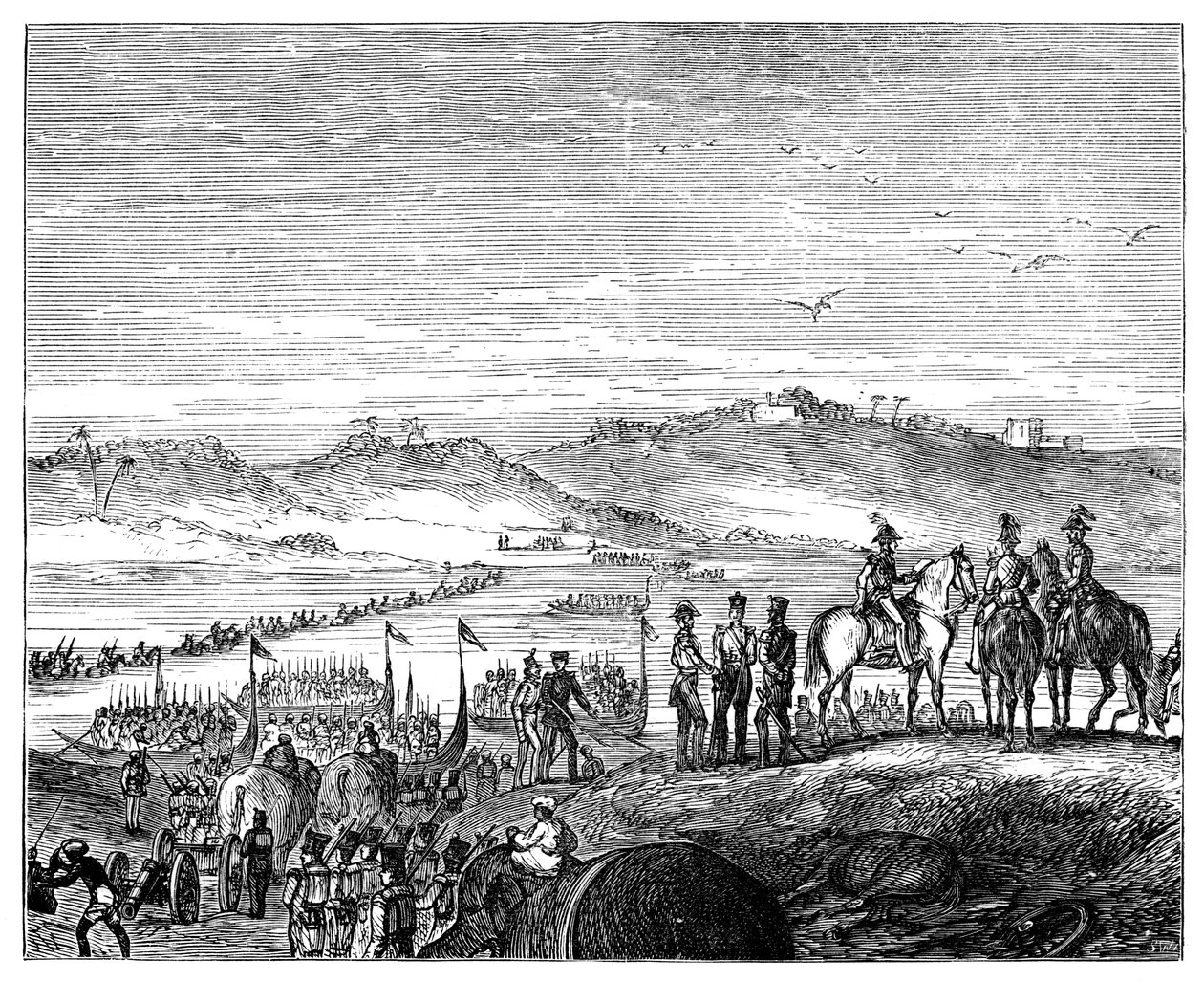 Het Britse leger steekt de Sutlej-rivier over, India, 19e eeuw, 1900 door Unbekannt