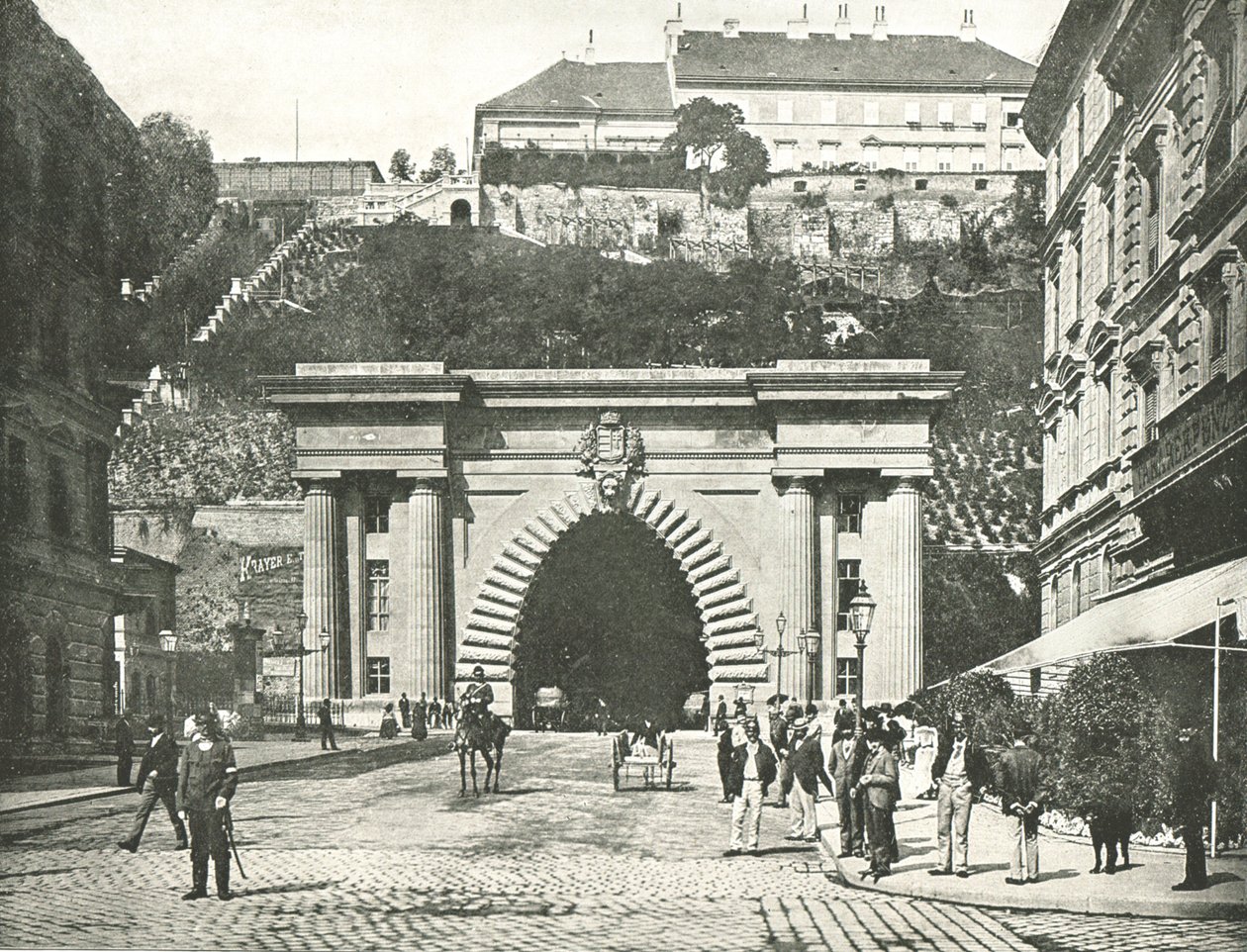 De Buda Kasteeltunnel, Boedapest, Oostenrijk-Hongarije, 1895 door Unbekannt