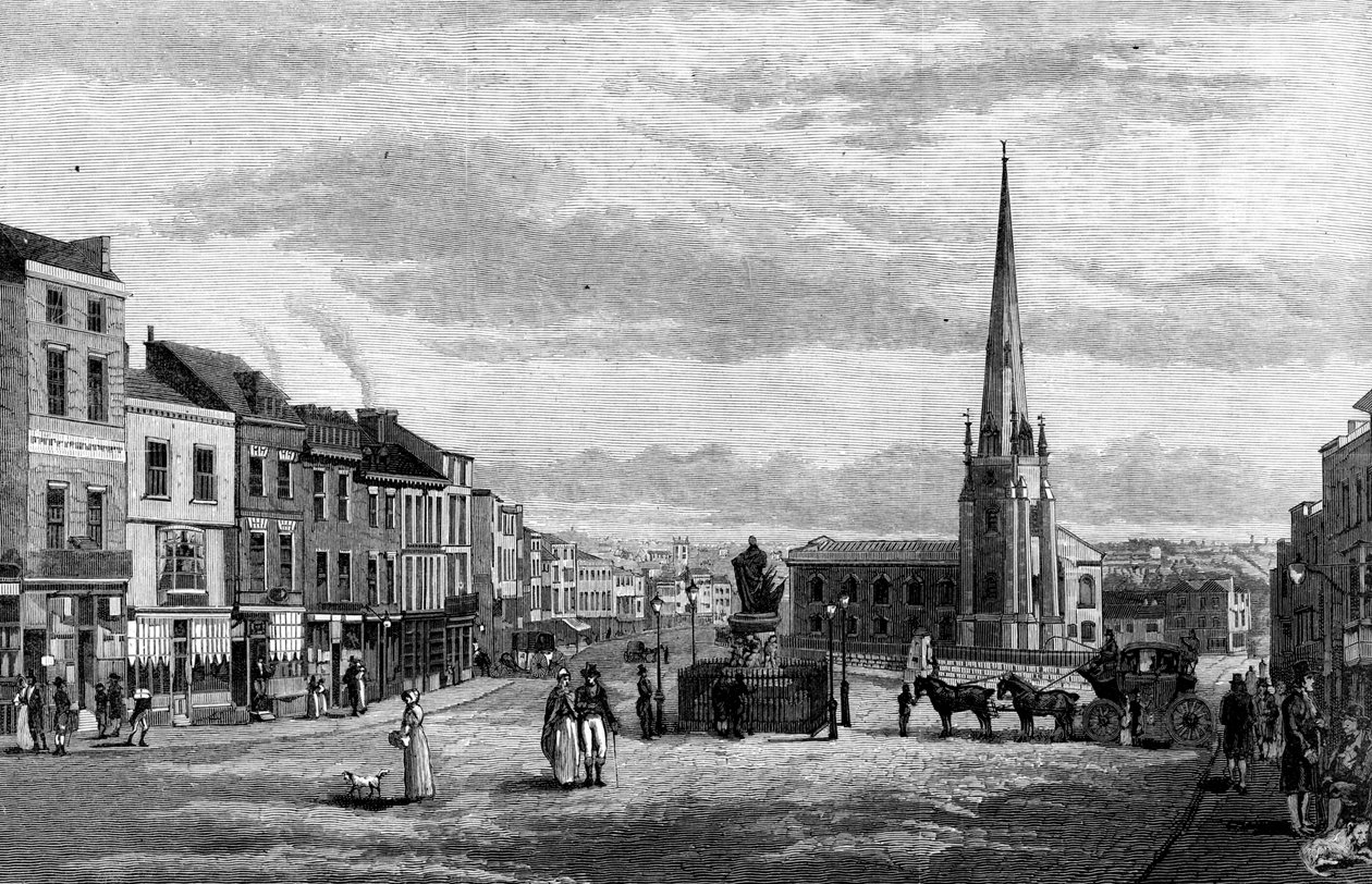 The Bull Ring, met St Martins Church, Birmingham, 1812 door Unbekannt