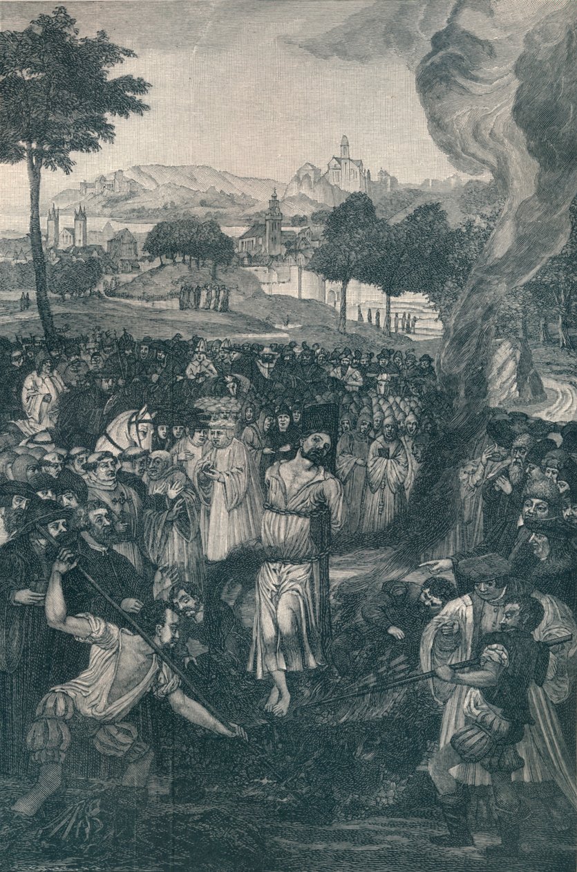 De verbranding van John Huss door de Raad van Konstanz, 6 juli 1415, 1907 door Unbekannt