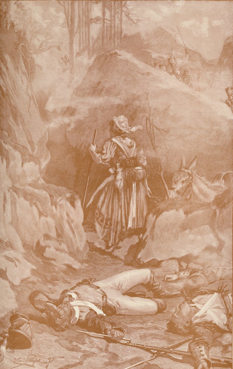 De Cantinière van het 26e regiment beklimt de rotsen bij Busaco, 1810, 1896 door Unbekannt