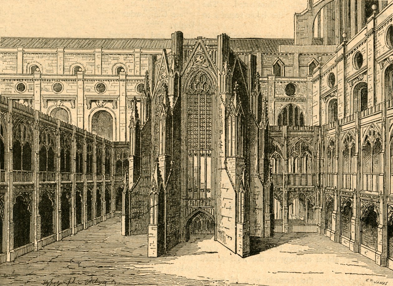 Het Kapittelhuis van Oude St. Pauls, naar een uitzicht van Hollar, 1897 door Unbekannt