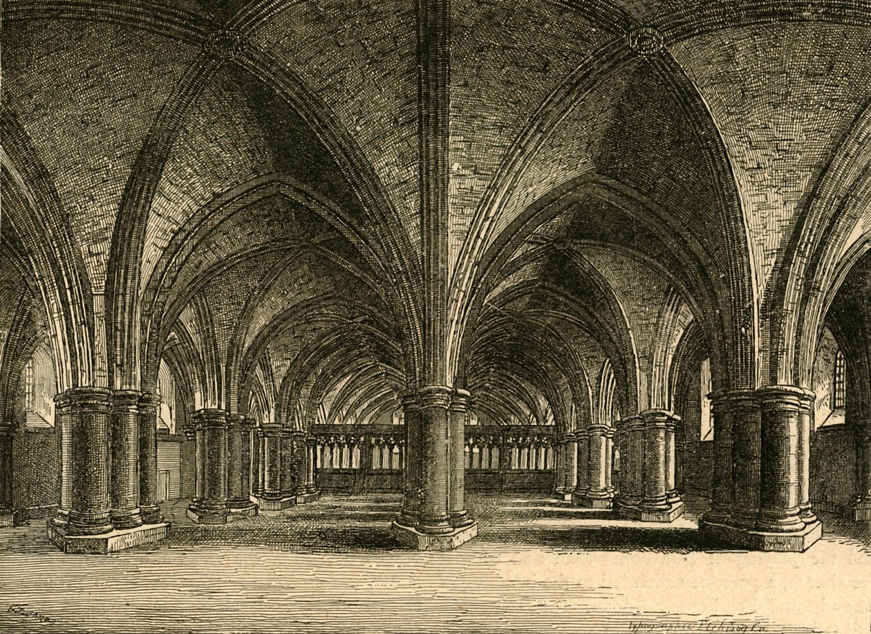De Kerk van Sint-Faith, De Crypte van Oude Sint-Paulus, naar een tekening van Hollar, 1897 door Unbekannt